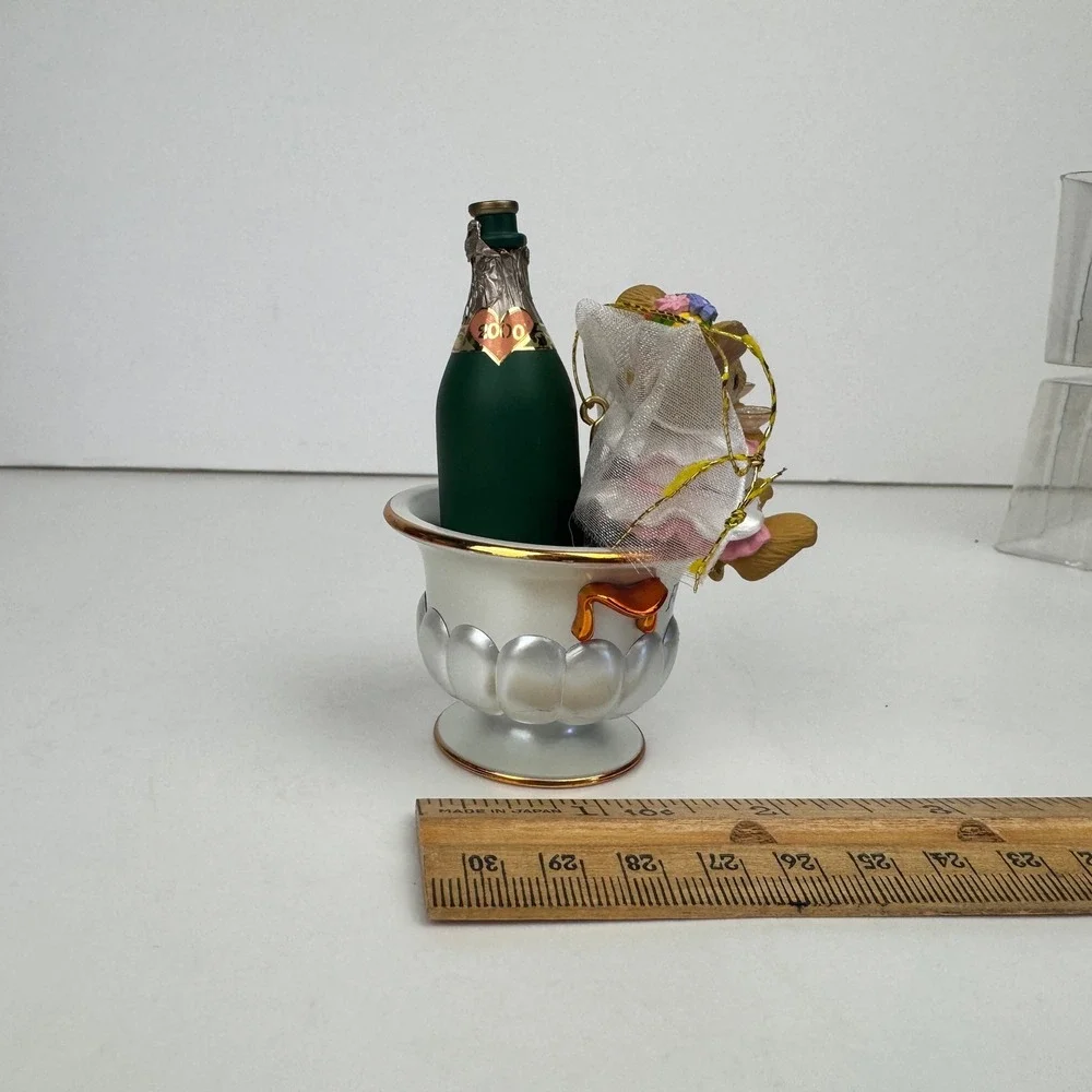 Vtg 2000 Hallmark First Christmas Together Mice Ornament Champagne READ Not Work